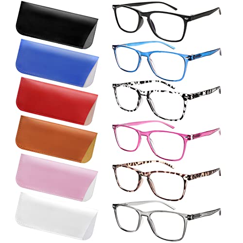 ZONLON 6 Pack Reading Glasses for Women Men, Spring Hinge Eyeglasses Blue Light Blocking Anti Eyestrain Computer Readers