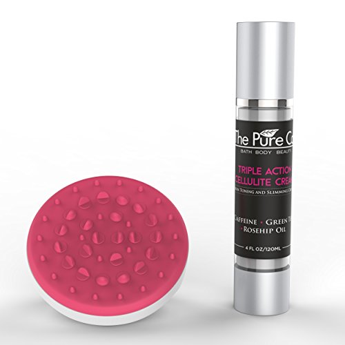 Cellulite Cream + FREE Massager - With Caffeine, Green Tea and Rosehip Oil. Firming and Toning Cream with Powerful Formula