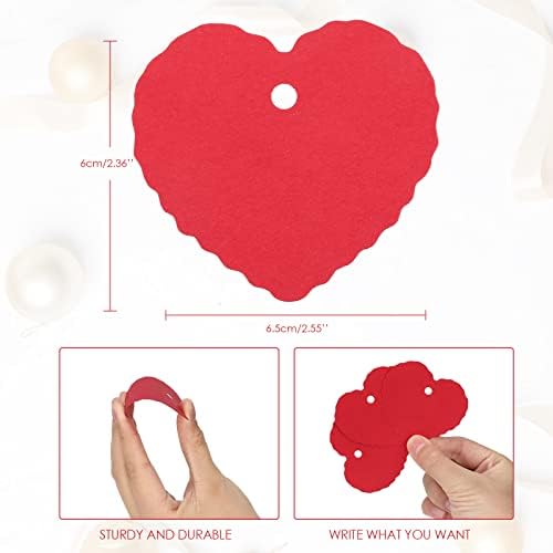 jijAcraft 100PCS Valentines Heart Tags Red Gift Tags,6.5X6CM Wedding Favour Hang Tags with 20M Red and White String for Valentines Day,Mothers' Day or DIY Crafts & Price Tags
