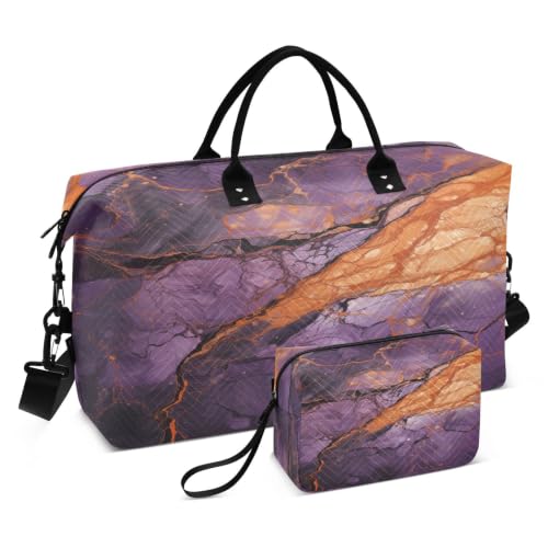 Sac de sport de natation voyage pour femmes motif marbre violet avec trousse