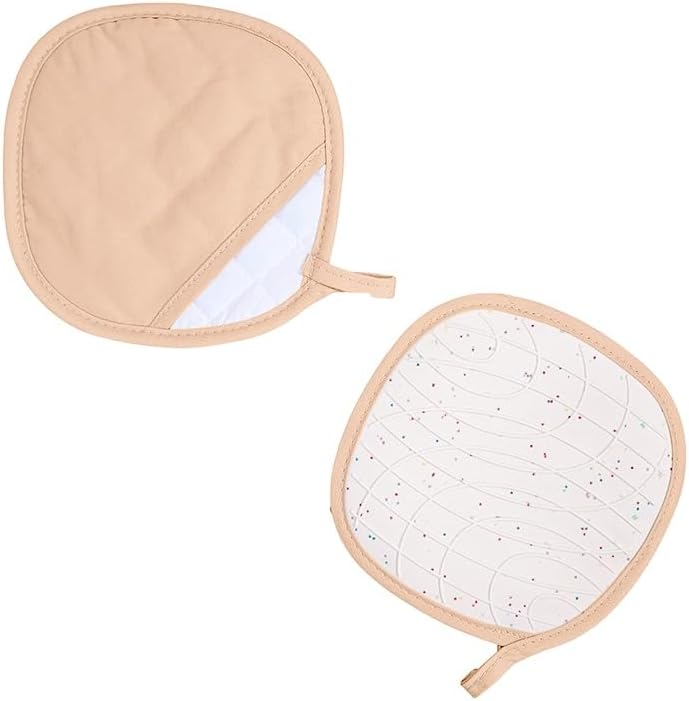 6-Piece Set Silicone Oven Mitts Cooking BBQ Gloves Non-Slip Heat Resistant Soft Cotton Lining Washable Baking Gloves Beige - Image 3