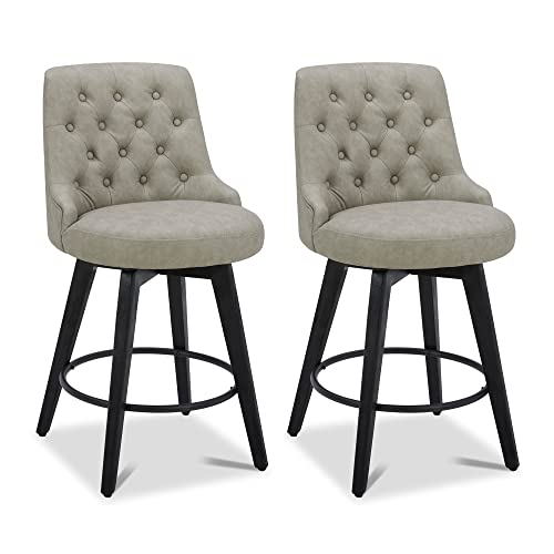 Image of Watson & Whitely Counter Height Bar Stools Swivel Barstools, Stone Grey