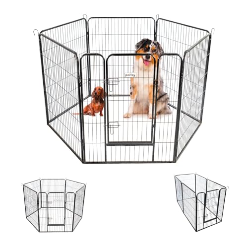 Recinto per cani, cuccioli e conigli GARDEO80x100x6, 6 pannelli 80X100cm, 1,28M2, modulabile, per interni ed esterni, pieghevole, garanzia 5 anni, Paitsy