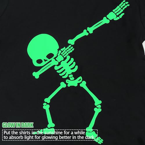 Toddler Boy Girl Halloween Shirt Pumpkin Long Sleeve Stripe Patchwork T-Shirt Baby Glow in The Dark Skeleton Tee Top 2-7T4