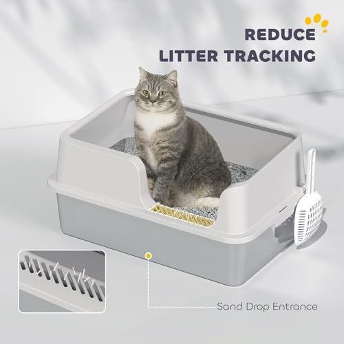 Caja de arena grande para gatos PawHut acero inoxidable miniatura 5