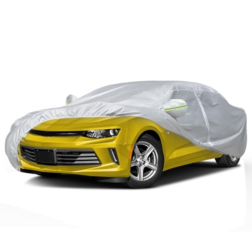 Favoto Car Cover Waterproof Custom Fit for Camaro Windproof Heavy Duty Car Cover for Automobiles Outdoor with Reflective Strips All Weather Snow Sun Dust UV Protection