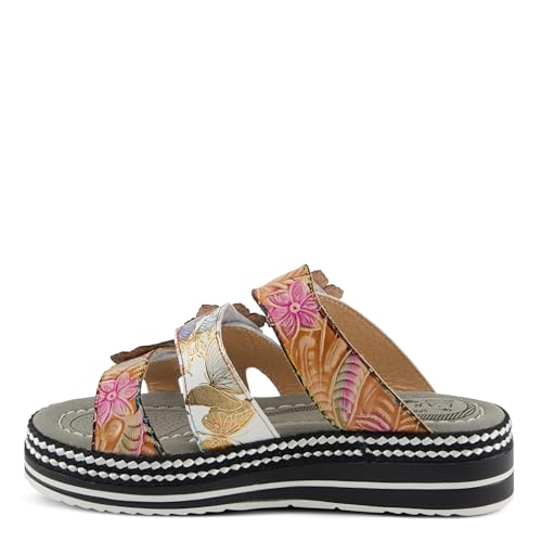 Spring Step L'Artiste Women's NAOMI-MONARCH Slide Sandals - Hand-Painted Leather Butterfly Sandal - Comfortable Hook and Loop Closure with Floral Footbed Support2