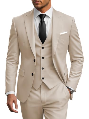 Image of Wangyue Men's Suits 3 Piece Slim Fit Wedding Suits for Men Formal Business Suit Party Prom Tuxedo