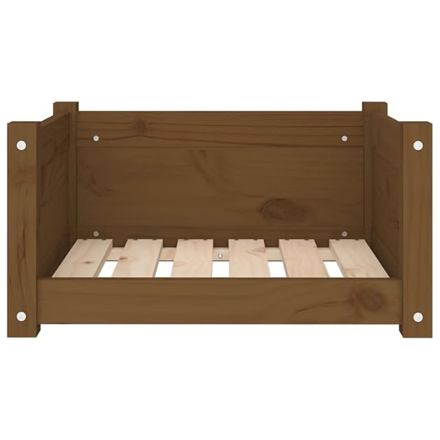 Foto 4 de 6 de vidaXL Cama para Perros Madera Maciza Pino marrón Miel 55,5x45,5x28 cm