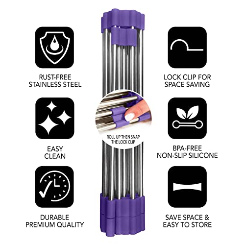 Total Rack, Expands 14" To 21", 10-Inch-Wide Multipurpose Over-Sink Dish-Drying Rack, Oven-Safe, Cooling, Crisping, Roasting, Trivet, And Serving, Nonslip Silicone And Stainless-Steel Rack, Purple #TOP1