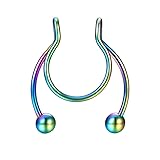 Anillo de anillo con hebilla para anillos Piercing de acero inoxidable Clip en tabique clicker nariz aro anillo Piercings joyería para mujeres hombres anillo joyería Piercing Piercing (Multicolor, One