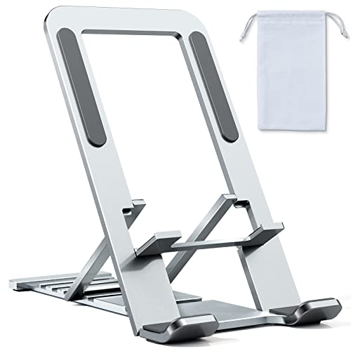 AFGHOA Cell Phone Stand for iPhone 17 Pro Max 16 15 14 13 for Samsung S25 S24 A17 A16 Galaxy Flip Pixel 10 Aluminum Adjustable Cradle Holder Tablet Kickstand for iPad Mini Air Desk Home Office, Silver