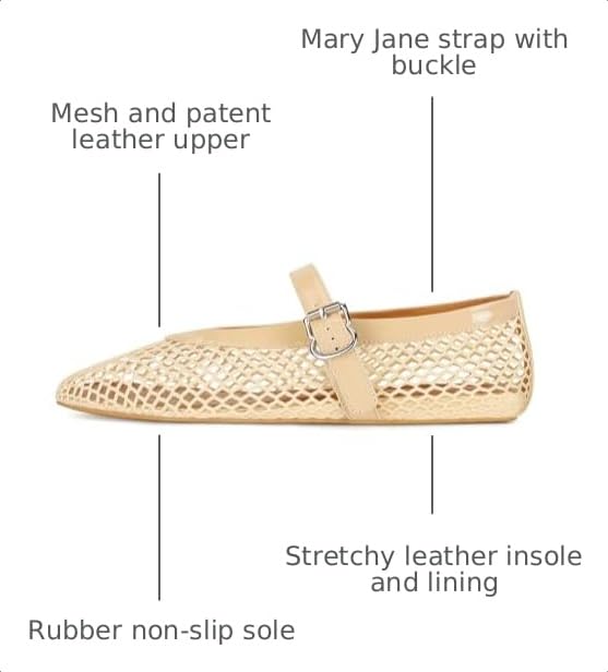Image of MICIFA Women's Mesh Ballet Flats Fishnet Ballerina Flats Buckle Strap Mary Jane Causal Daily Dress Shoes