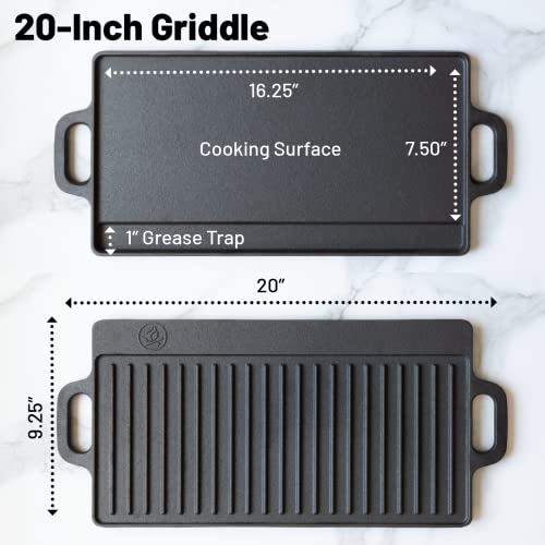 Backcountry Iron 20 X 9 Inch Large Reversible Seasoned Cast Iron Grill / Griddle #TOP1