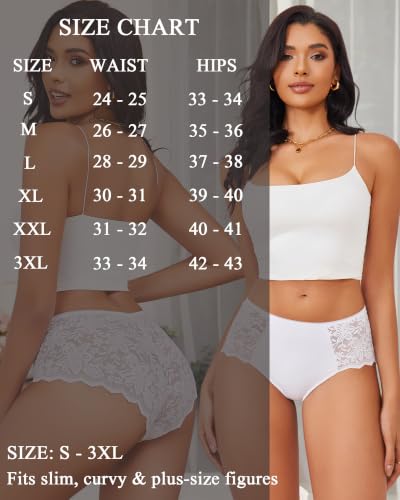 Sexy Underwear for Women Cotton High Waisted Brief Lady Lace Panties 6 Pack - image 7