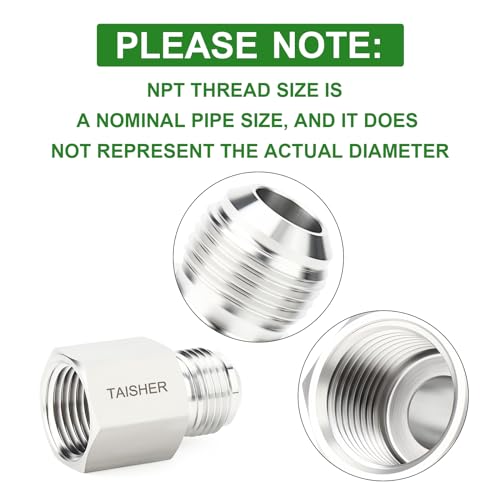 Image of TAISHER 2PCS Forging of 304 Stainless Steel Tube Flare Fittings, 1 /2 inch Male Flare x 1 /2 inch NPT Female, Half Union