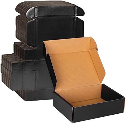 9x6x2 Black Cardboard Boxes 30 Pack, Shipping Boxes for Small Business Mailing Boxes, Corrugated Packaging Boxes