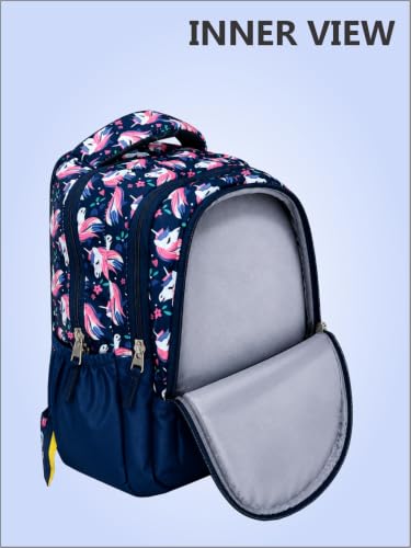 Image of PB Pearlbags Tulip 12L Printed Backpack,3 Compartments,Bottle Holder,Organizer,Premium Fabric,Water Resistant Anti Theft,School Bag for Boys and Girls