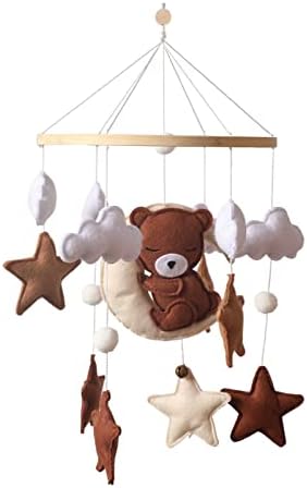 Baby Mobile for Crib, Animal Baby Mobile Nursery Mobiles Wooden Bed Bell Toy Hanging Bassinet Room Decor for Baby Boys Girls (Bear)