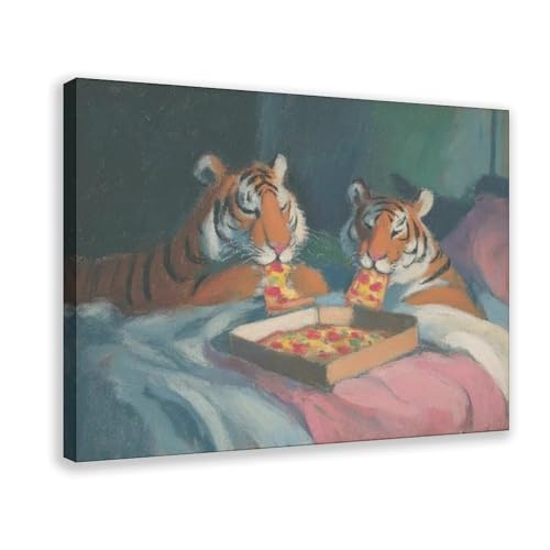 Poster tigre surréaliste Pizza Night pour créer une ambiance moderne dans votre chambre