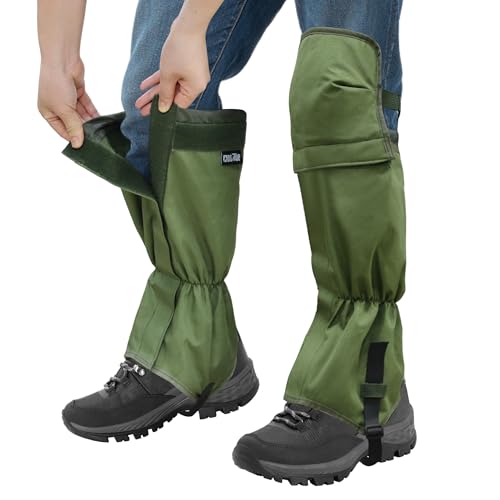 MDSTOP Adjustable Leg Gaiters, Waterproof Leg Guards for Men & Women, Snow Boot Gaiters, Lawn Care Leg Protection, for Hunting, Hiking, Fishing, Skiing, Climbing, Garden and Farm Working Gre