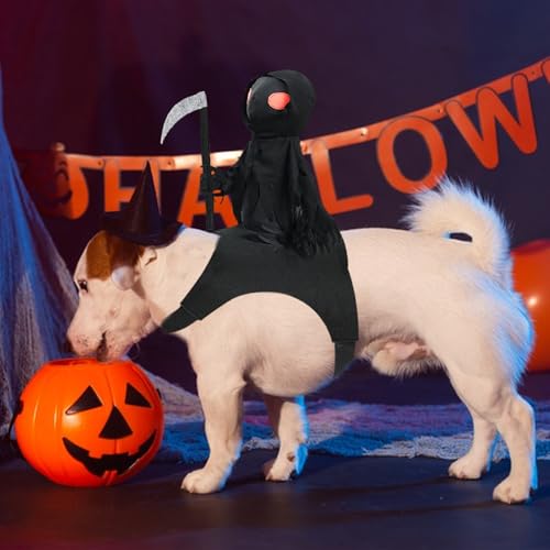MACULPER Halloween Hundekostüm Hunde Kostüm Katzenkostüme Hund Halloween-Haustier-Outfit Sensenmann Cosplay Kostüm Gruselige Kostüme Hundekostüm für kleine, mittelgroße Katzen und Hunde