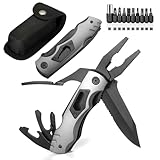 Geschenk für Männer,Multitool Taschenmesser, 12-in-1 Multitool mit Zange, Flaschen- & Dosenöffner - EDC Multiwerkzeug für Camping,Männergeschenke für Ihn Weihnachtsgeschenke, Vatertag (Grau)