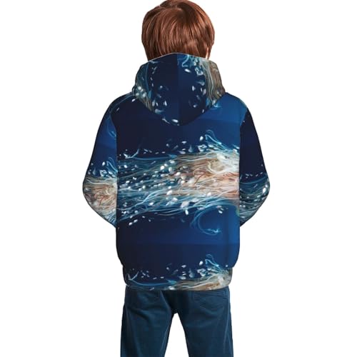 White Jellyfish Dansing in the Ocean Kid Hoodies Boys Sweatshirts Girls Pullover with Pocket4