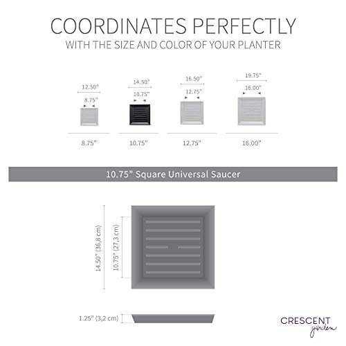 Crescent Garden Square Saucer, Durable Drainage Dish For Plant Pots, Heavy-Duty Square Plant Saucer For Indoor Potted Plants And Outdoor Trays, Caviar Black Drip Tray (10.75-Inch Inside Diameter) #TOP1