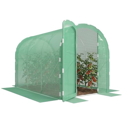 Image of Outsunny 3 x 2 x 2m Polytunnel Greenhouse Hinged Door PE Cover Green