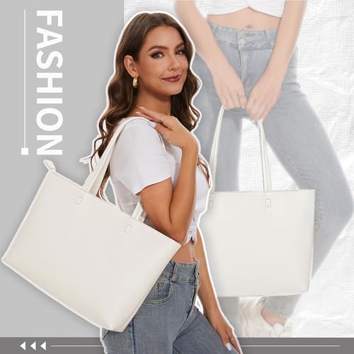 Image of KALIDI Tote Bag Zipper Shoulder Bag Faux Leather Purses Satchel for Women Casual Handbag Work Dating College