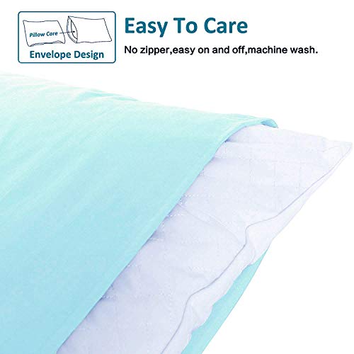 NTBAY Standard Pillowcase Set - 2 Pack Brushed Microfiber 20x26 Pillowcases - Soft, Wrinkle-Free, Fade-Resistant, Stain-Resistant, Aqua Pillowcases with Envelope Closure - 20x26 Inches, Aqua - Image 4