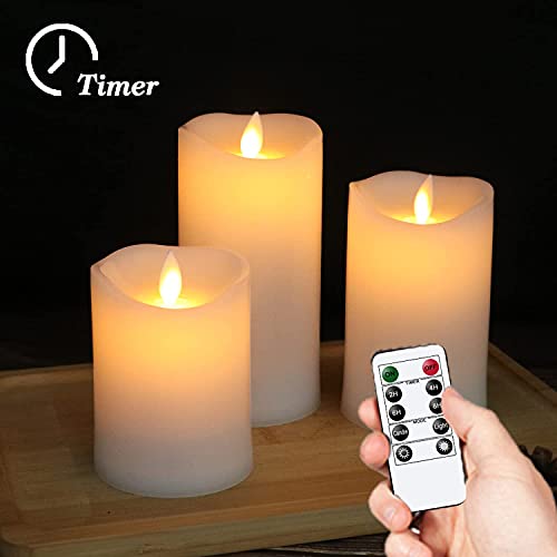 Eldnacele Waterproof Outdoor Flameless Candles With Remote Control, Battery Operated Flickering Led Pillar Candles For Indoor Outdoor Lanterns, Plastic, Moving Flame, Cycling 24 Hours Timer 4”5”6” #TOP3