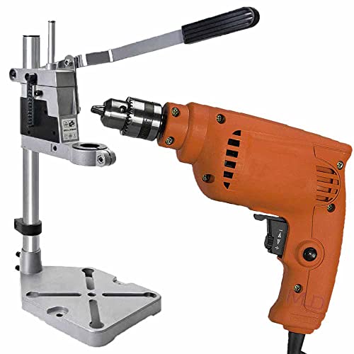 Image of reversible drill machine for home use 450w 10mm chuck drillng machine speed regulator with Bench Drill Stand Mini Electric Table 400mm aluminium base (Chuck size : 10mm, watt : 450, Type : Corded)