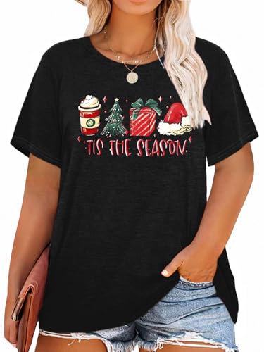 HDLTE Women Plus Size Tops Casual Short Sleeve Graphic Tee Shirts Oversized Tee Tops