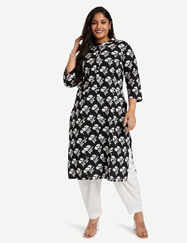 Image of Amazon Brand - Myx Women Printed Cotton Regular Fit Kurta (Available in Plus Sizes)