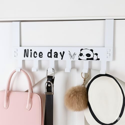 Image of Heavy Duty Carbon Metal Over Door Hanger for Cloths, Drill Free Door Hanging Hooks for Bathroom, Bedroom, Kitchen | Scarf, Coat, Towel Holder | Removable Door Hanger, Carbon Steel (White)
