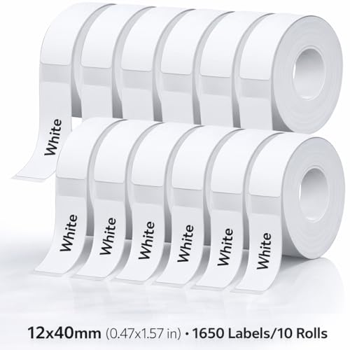 Ruban d'étiquettes 12x40mm D30 blanc lot de 10 papier impression étiqueteuse portable