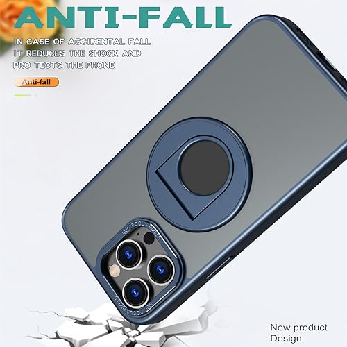 Étui iPhone 13 Pro Max idéal pour charger sans fil et regarder des vidéos avec bague bleu