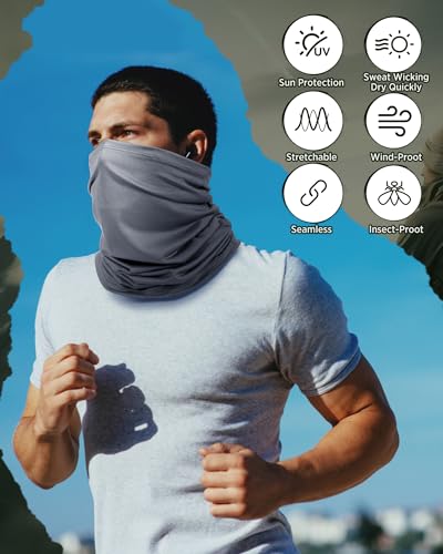 Image of Cuffbow 12 Pack Men Balaclava Neck Gaiter Cooling Breathable Face Mask UV Protection Scarf Hiking Bandana for Men /Women