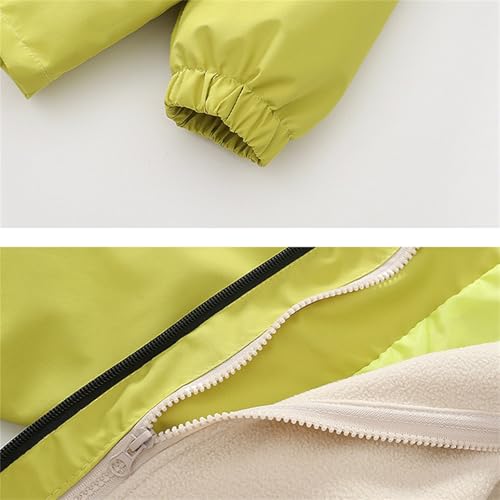 Toddler Girls Hooded Raincoat 2 In 1 Detachable Liner Windproof Zip Raincoat Thick Warm Fleece Coat with Pocket2