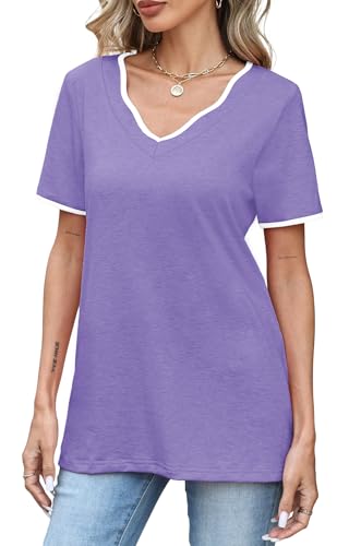 JomeDesign Women's Color Block Summer Tops - Casual V-Neck Blouse - Image 2