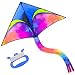 Anpro Large Delta Kite - Easy to Assemble, Launch, Fly, for Kids and Beginners, Tail with Colorful Colors