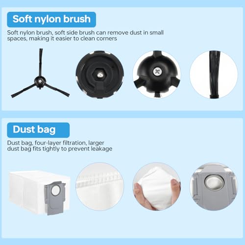 Image of 24 Pack Accessories for Roborock Q Revo【Not for Qrevo S /Pro /Plus /Max /Maxv /Master】Robot Vacuum Cleaner Qrevo Replacement Parts, 2 Rolling Brushes 4 Filters 4 Dust Bags 6 Mop Pads 6 Side Brushes
