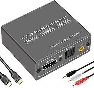 VEDINDUST HDMI Audio Extractor 4K@60Hz HDMI Audio Splitter HDMI to Optical Converter to SPDIF Toslink Optical 3.5mm Aux Stereo for TV PS4 PS5 Xbox Blue-Ray Chromecast DVD Player