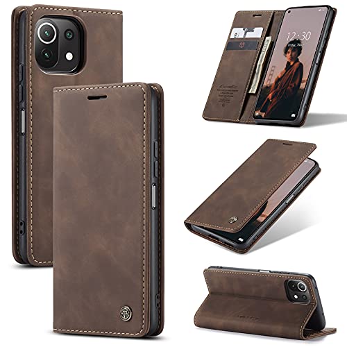 UFinetech Case for Xiaomi Mi 11 Lite, Leather TPU Cover for Xiaomi Mi 11 Lite 5G