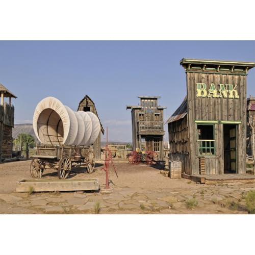 SIEDYCV 15x10ft Vintage Western Town Backdrop Wild West Stagecoach Retro
