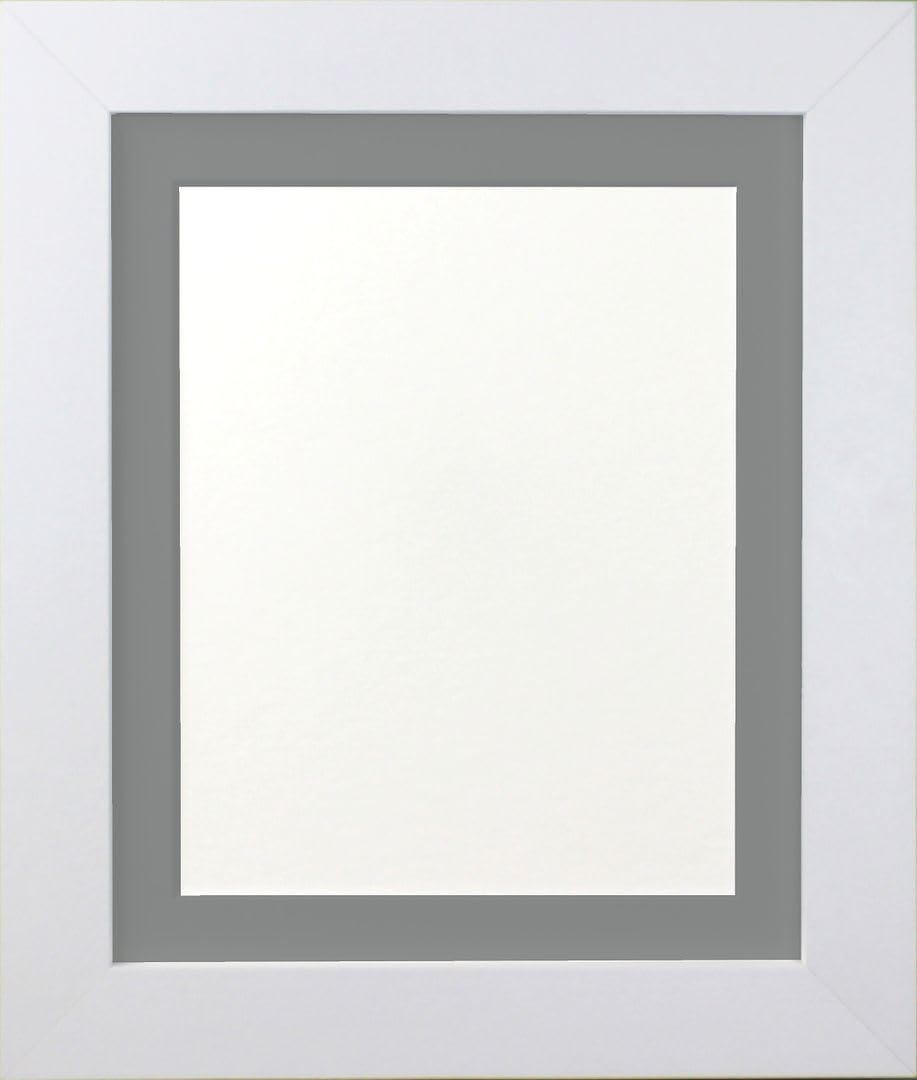 FRAMES BY POST Metro White Picture Photo Frame with Dark Grey Mount 9" x 7" For Pic Size 6" x 4" โ image 1