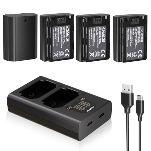 JYJZPB 4-Pack NP-FZ100 Battery for Sony A7iv A7iii A7C A1 FX3 FX30 A6600 A6700 ZV-E1 ZV-E10ii A9 A9S A7R iii A7R iv A7rv Camera Upgraded Rapid Dual Charger with Type-C Cable 2280mAh