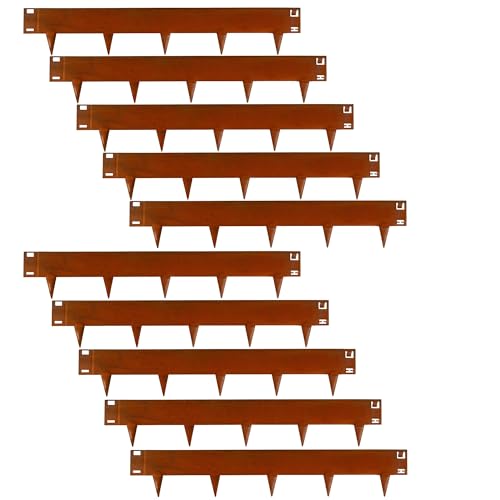 UNIGARDIA Bordura Corten per Giardino in Metallo per Prato 10 m - Bordatura Aiuole Giardino Alta 185 mm - Bordure per Aiuole Flessibile, Corten